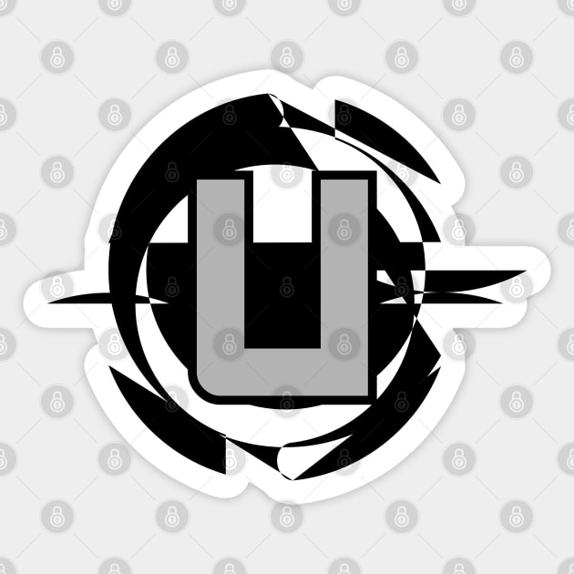 Futuristic Modern Letter U Sticker by DepicSpirit